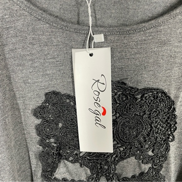 NWT Rosegal Gray Skull Graphic Long Sleeve Jersey Plus Size Tee 5X - Picture 6 of 7